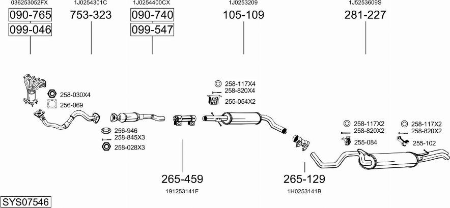 Bosal SYS07546 - Система випуску ОГ autozip.com.ua