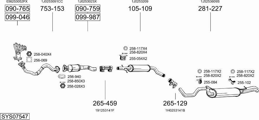 Bosal SYS07547 - Система випуску ОГ autozip.com.ua