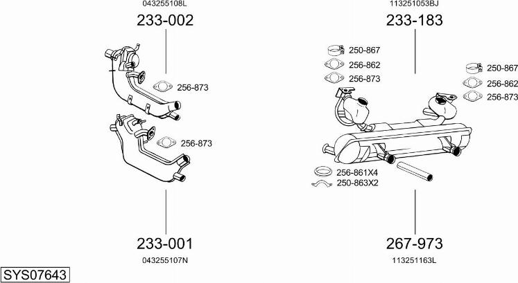 Bosal SYS07643 - Система випуску ОГ autozip.com.ua