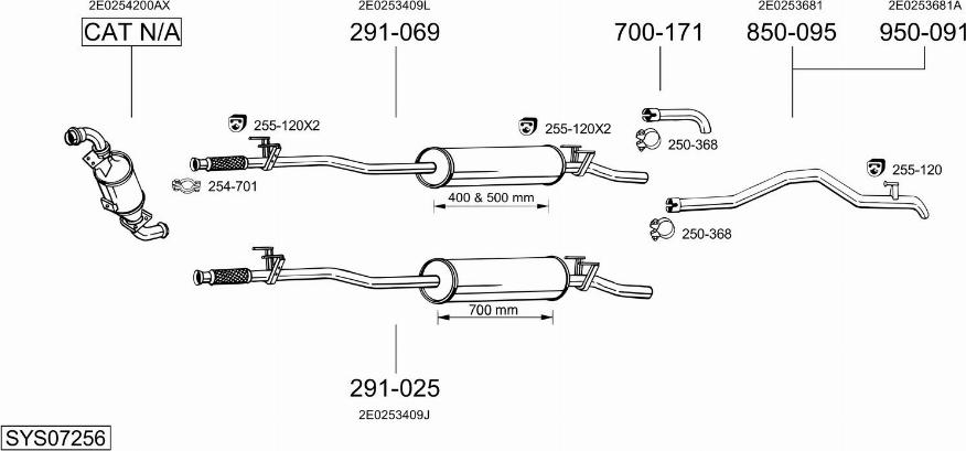 Bosal SYS07256 - Система випуску ОГ autozip.com.ua