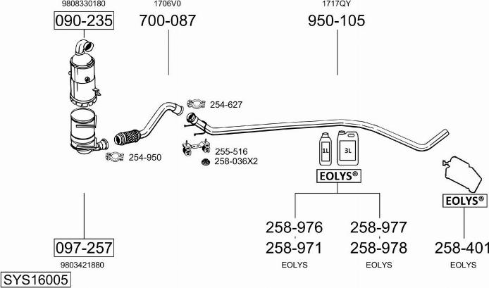 Bosal SYS16005 - Система випуску ОГ autozip.com.ua