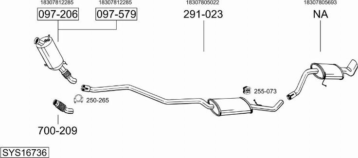 Bosal SYS16736 - Система випуску ОГ autozip.com.ua
