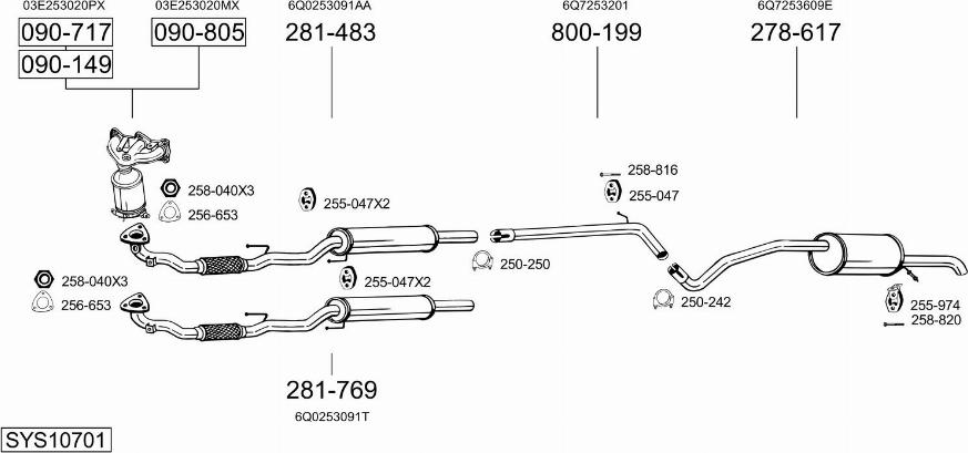 Bosal SYS10701 - Система випуску ОГ autozip.com.ua