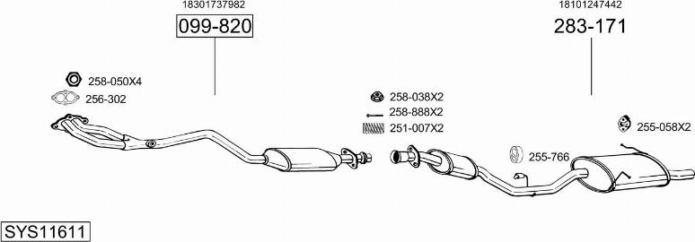 Bosal SYS11611 - Система випуску ОГ autozip.com.ua