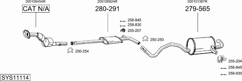 Bosal SYS11114 - Система випуску ОГ autozip.com.ua