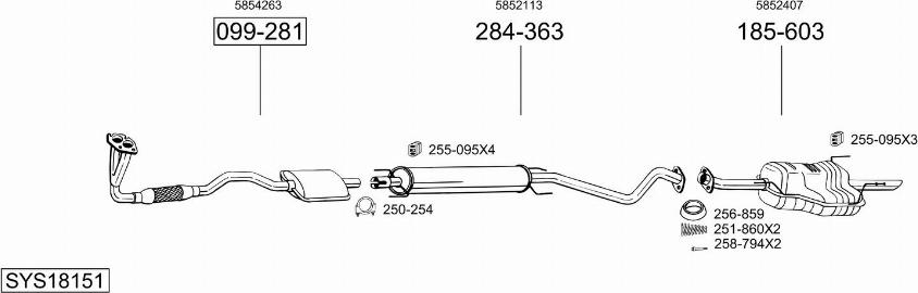 Bosal SYS18151 - Система випуску ОГ autozip.com.ua