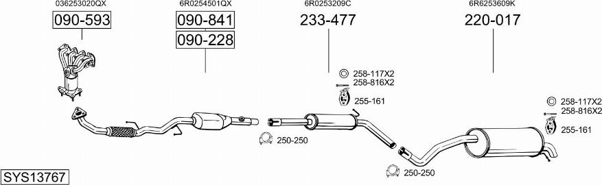 Bosal SYS13767 - Система випуску ОГ autozip.com.ua