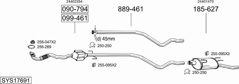 Bosal SYS17691 - Система випуску ОГ autozip.com.ua