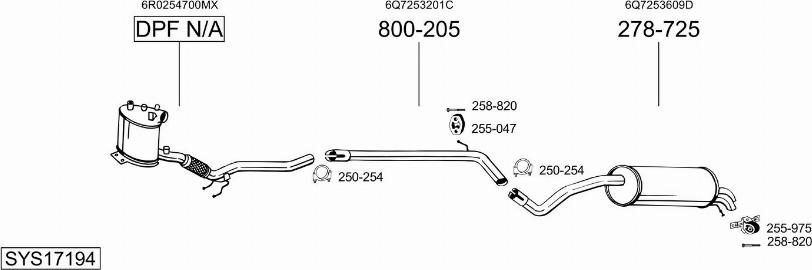 Bosal SYS17194 - Система випуску ОГ autozip.com.ua