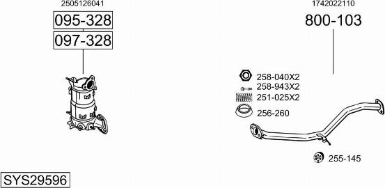 Bosal SYS29596 - Система випуску ОГ autozip.com.ua