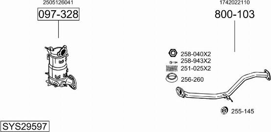 Bosal SYS29597 - Система випуску ОГ autozip.com.ua