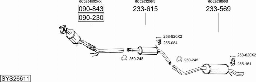 Bosal SYS26611 - Система випуску ОГ autozip.com.ua