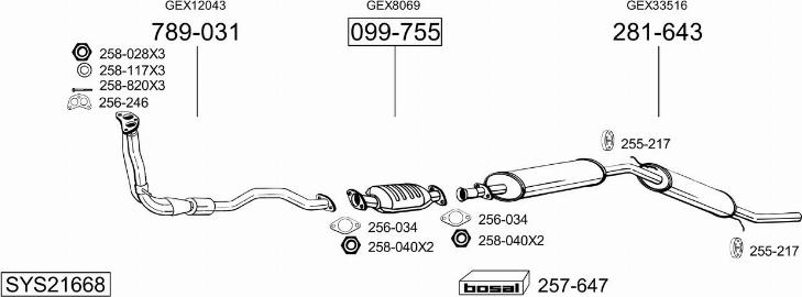 Bosal SYS21668 - Система випуску ОГ autozip.com.ua