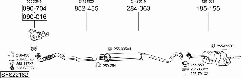 Bosal SYS22162 - Система випуску ОГ autozip.com.ua