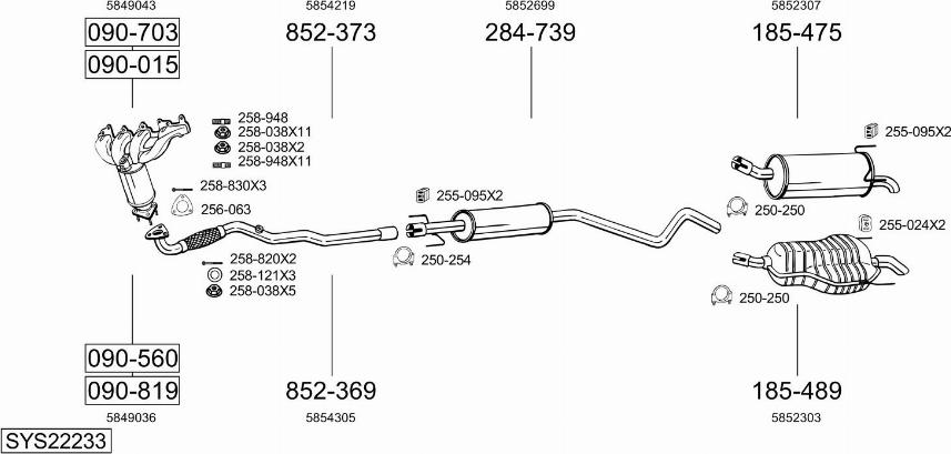 Bosal SYS22233 - Система випуску ОГ autozip.com.ua