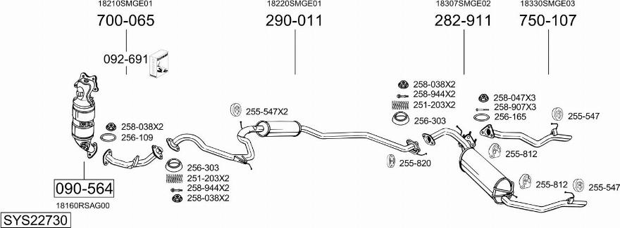 Bosal SYS22730 - Система випуску ОГ autozip.com.ua