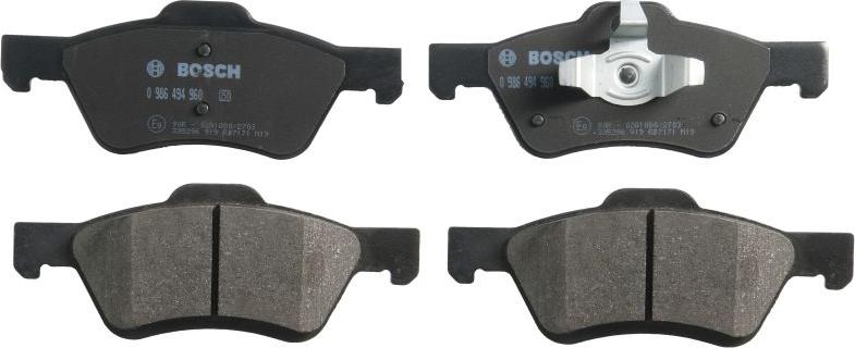 BOSCH 0 986 494 960 - Гальмівні колодки, дискові гальма autozip.com.ua
