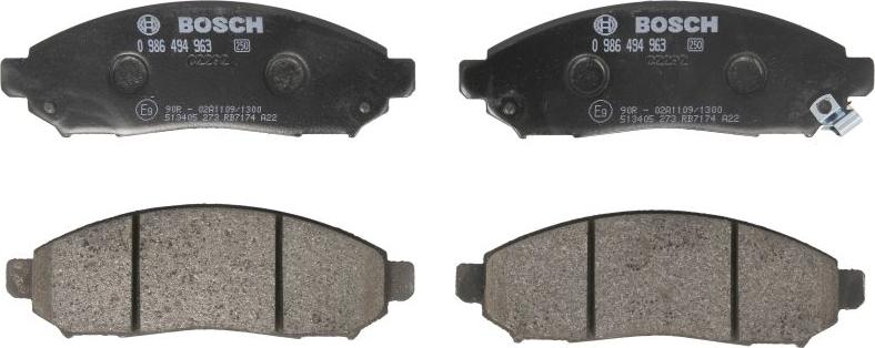 BOSCH 0 986 494 963 - Гальмівні колодки, дискові гальма autozip.com.ua