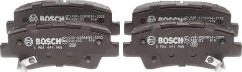 BOSCH 0 986 494 908 - Гальмівні колодки, дискові гальма autozip.com.ua