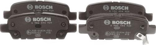 BOSCH 0 986 494 929 - Гальмівні колодки, дискові гальма autozip.com.ua