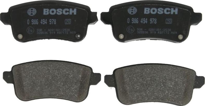 BOSCH 0 986 494 978 - Гальмівні колодки, дискові гальма autozip.com.ua