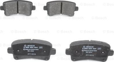 BOSCH 0 986 494 494 - Гальмівні колодки, дискові гальма autozip.com.ua