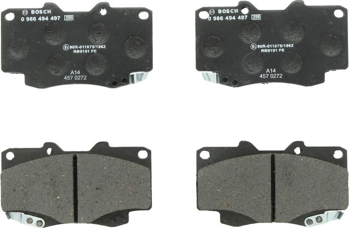 BOSCH 0 986 494 497 - Гальмівні колодки, дискові гальма autozip.com.ua