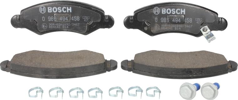 BOSCH 0 986 494 458 - Гальмівні колодки, дискові гальма autozip.com.ua