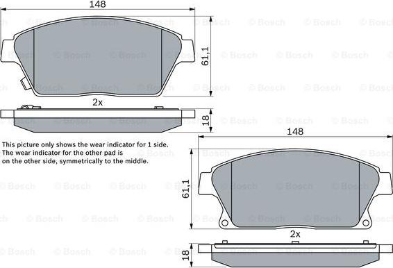 BOSCH 0 986 494 434 - Гальмівні колодки дискові передні. Opel Astra J 16 09- autozip.com.ua