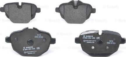 BOSCH 0 986 494 432 - Гальмівні колодки, дискові гальма autozip.com.ua