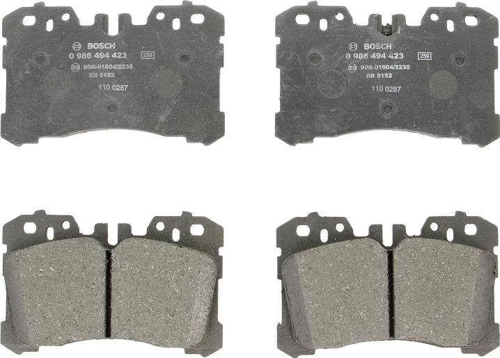 BOSCH 0 986 494 423 - Гальмівні колодки, дискові гальма autozip.com.ua