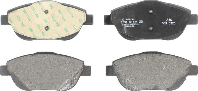 BOSCH 0 986 494 564 - Гальмівні колодки, дискові гальма autozip.com.ua