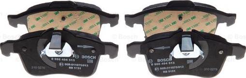 BOSCH 0 986 494 513 - Гальмівні колодки, дискові гальма autozip.com.ua