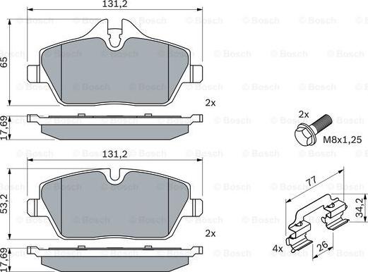 BOSCH 0 986 494 588 - Гальмівні колодки, дискові гальма autozip.com.ua