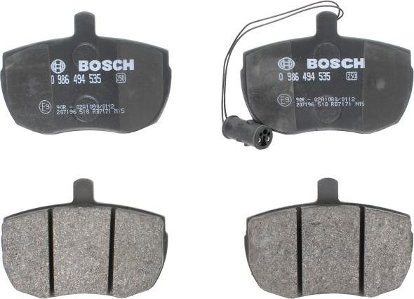 BOSCH 0 986 494 535 - Гальмівні колодки, дискові гальма autozip.com.ua
