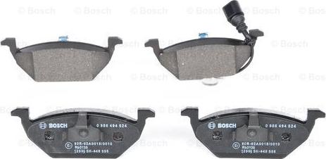 BOSCH 0 986 494 524 - Комплект гальмівних колодок з 4 шт. дисків autozip.com.ua