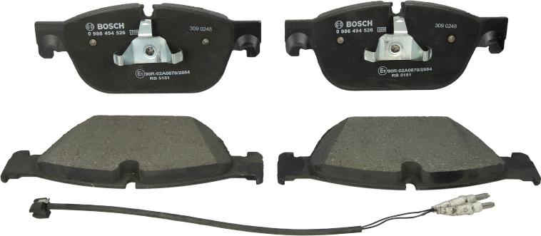 BOSCH 0 986 494 526 - Гальмівні колодки, дискові гальма autozip.com.ua