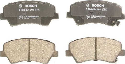 BOSCH 0 986 494 691 - Гальмівні колодки, дискові гальма autozip.com.ua