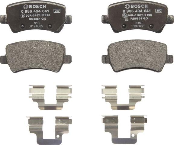 BOSCH 0 986 494 641 - Гальмівні колодки, дискові гальма autozip.com.ua