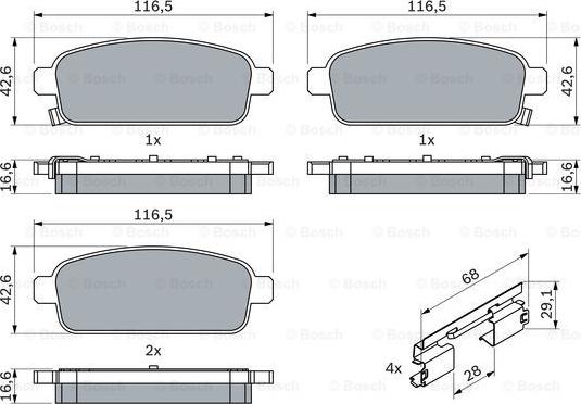 BOSCH 0 986 494 666 - Гальмівні колодки, дискові гальма autozip.com.ua