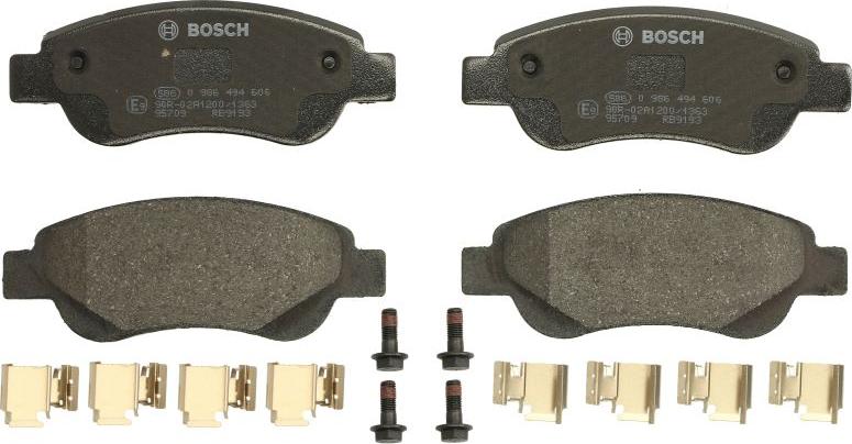 BOSCH 0 986 494 606 - Гальмівні колодки, дискові гальма autozip.com.ua