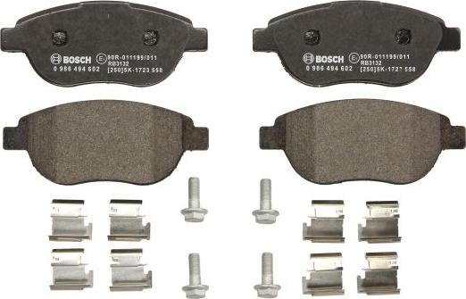 BOSCH 0 986 494 602 - Гальмівні колодки, дискові гальма autozip.com.ua