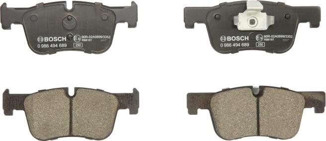 BOSCH 0 986 494 689 - Гальмівні колодки, дискові гальма autozip.com.ua