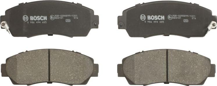 BOSCH 0 986 494 685 - Гальмівні колодки, дискові гальма autozip.com.ua