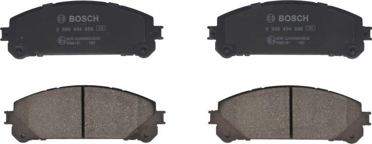 BOSCH 0 986 494 686 - Гальмівні колодки, дискові гальма autozip.com.ua