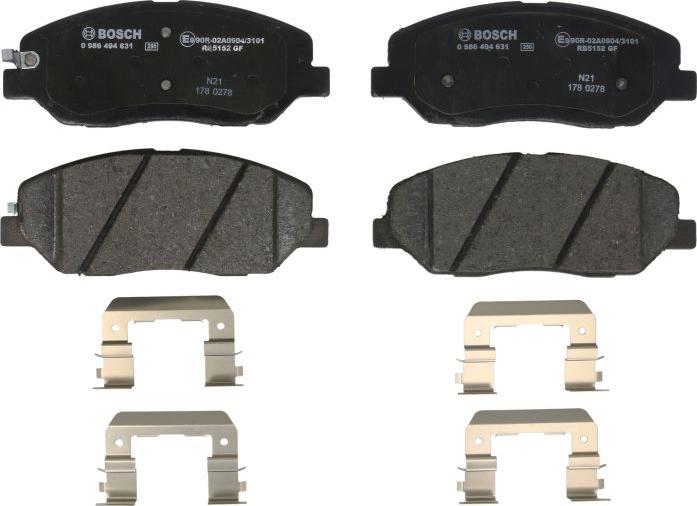 BOSCH 0 986 494 631 - Гальмівні колодки, дискові гальма autozip.com.ua