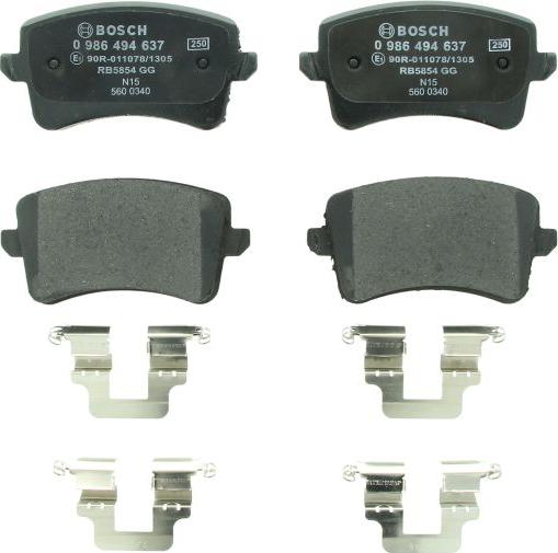 BOSCH 0 986 494 637 - Гальмівні колодки, дискові гальма autozip.com.ua