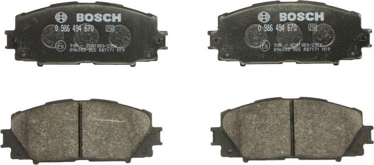 BOSCH 0 986 494 670 - Гальмівні колодки, дискові гальма autozip.com.ua