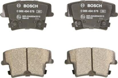 BOSCH 0 986 494 678 - Гальмівні колодки, дискові гальма autozip.com.ua