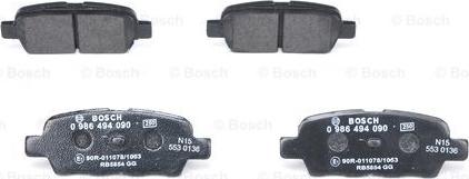 BOSCH 0 986 494 090 - Гальмівні колодки, дискові гальма autozip.com.ua